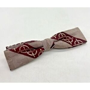Vintage Ormond Bowtie Bow Tie 1950s Art Deco Clip On Burgundy Geometric Retro